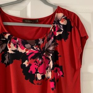 Red floral blouse